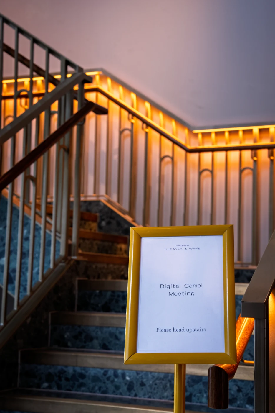 The Digital Camel Meeting sign welcoming guests to the event